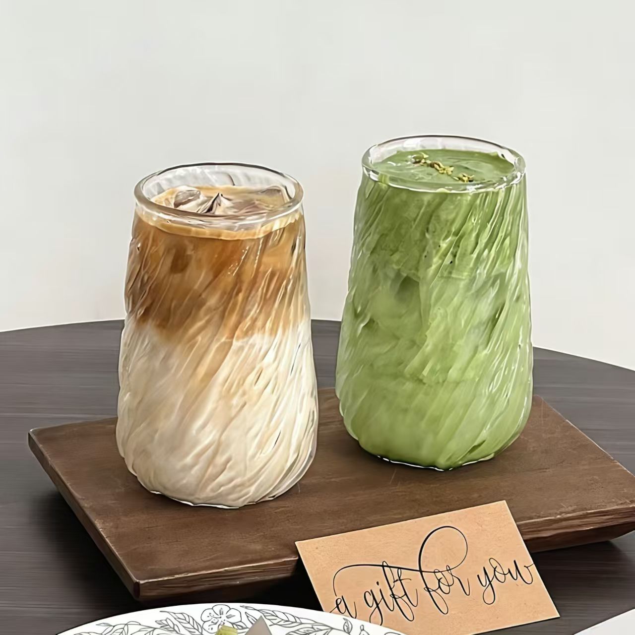 Vaso para bebidas, vaso de cristal, taza para leche, taza para café y café con leche, vaso para agua, vaso para cerveza, gran capacidad, resistente al calor, diseño sencillo estilo Instagram, muy popular en redes sociales