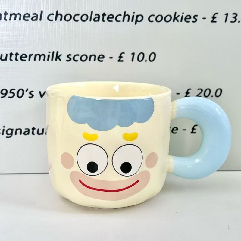 Taza adorable con expresiones tiernas y graciosas, taza de cerámica con diseño de pez payaso tierno y divertido, taza de café con tapa y dibujos animados, regalo para niños y estudiantes