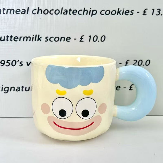 Taza adorable con expresiones tiernas y graciosas, taza de cerámica con diseño de pez payaso tierno y divertido, taza de café con tapa y dibujos animados, regalo para niños y estudiantes