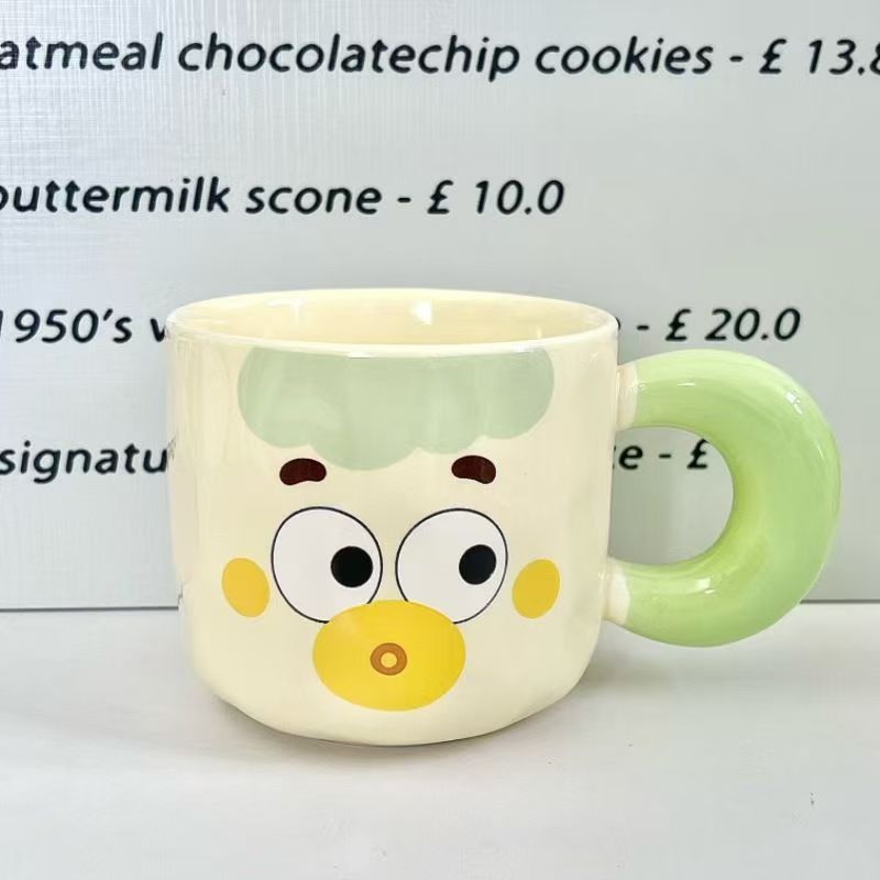 Taza adorable con expresiones tiernas y graciosas, taza de cerámica con diseño de pez payaso tierno y divertido, taza de café con tapa y dibujos animados, regalo para niños y estudiantes