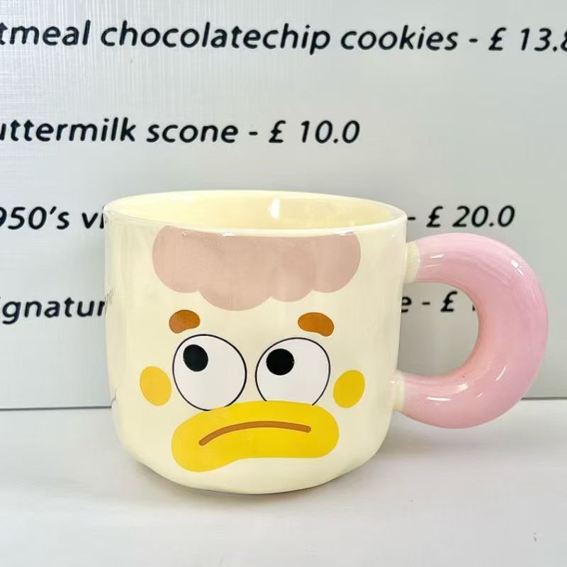 Taza adorable con expresiones tiernas y graciosas, taza de cerámica con diseño de pez payaso tierno y divertido, taza de café con tapa y dibujos animados, regalo para niños y estudiantes