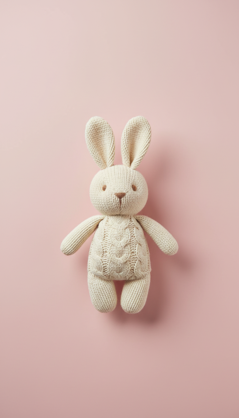 Cream hand-knitted bunny plush