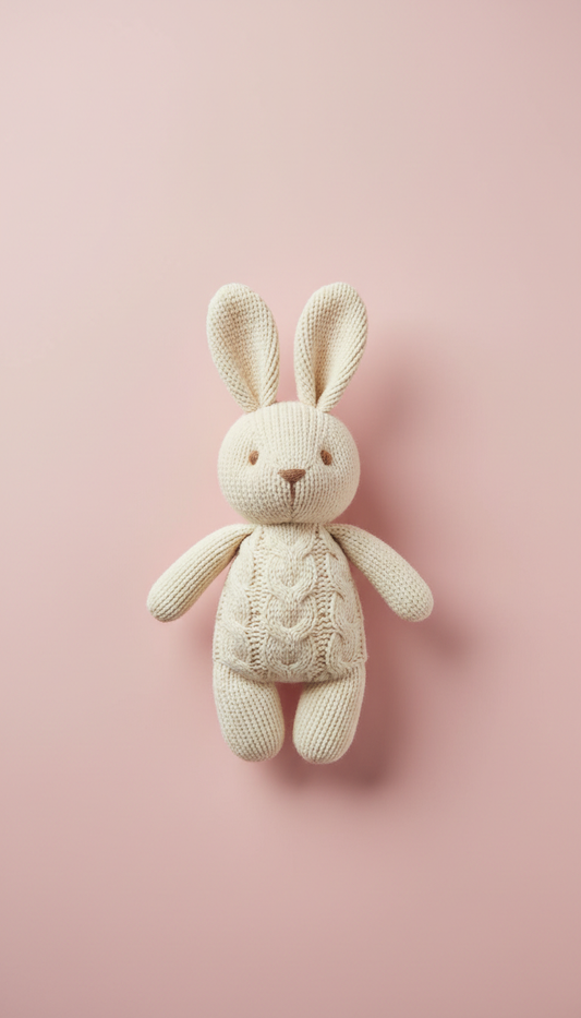 Cream hand-knitted bunny plush